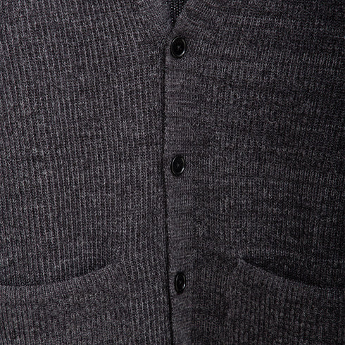 Norse Project sLoki Wool Cotton Rib Cardigan Grey Melange N45-0618 Degli Uberti